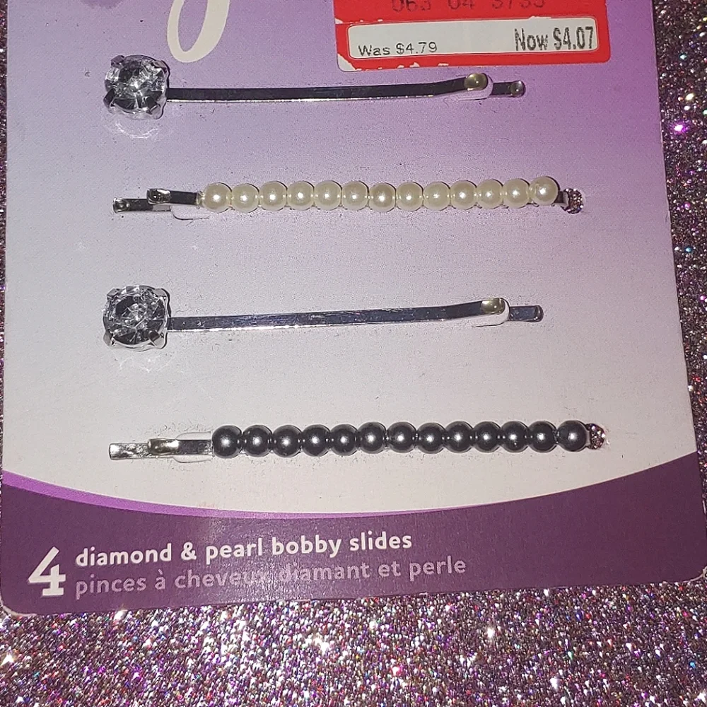 $4 Goody 4 Pack Hair Pins Diamond & Pearl Bobby Slides